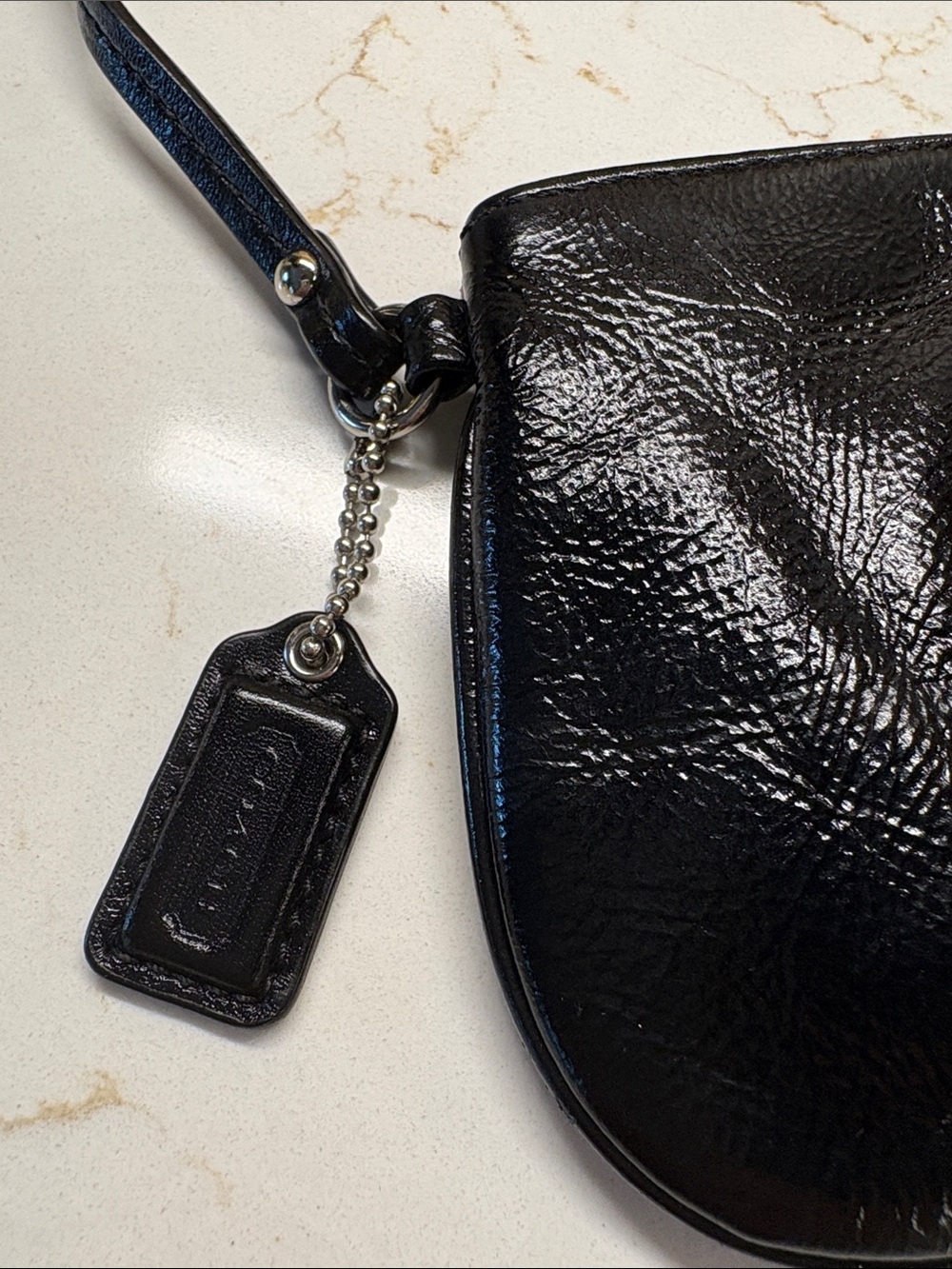 Coach Glazed Black Leather Wristlet - Picture 4 of 7